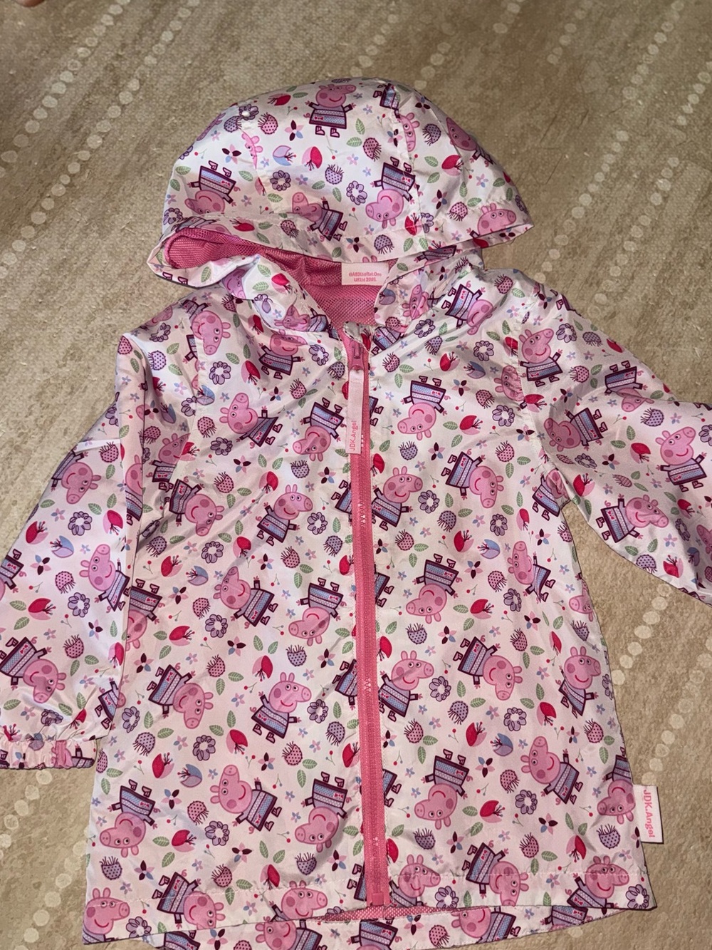 Angel Pink Peppa Pig Print Hooded Rain Jacket